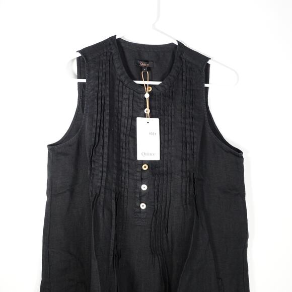 New Quince Womens European Linen Sleeveless Swing Dress Black Small 405181 - Picture 2 of 9